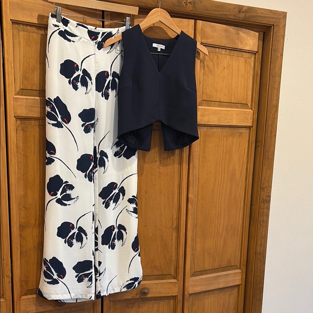 Lucy Paris Deep Navy V-Neck Top & Pant Set